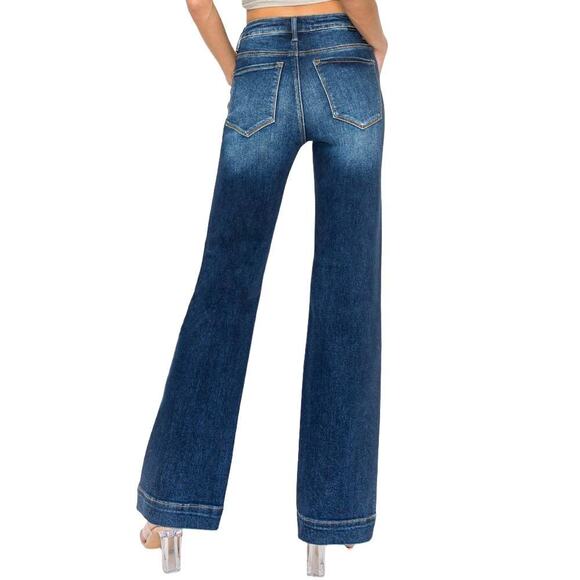Risen Jeans Womens Size 3XL Medium Wash Straight Leg High Rise Stretch - Picture 2 of 9